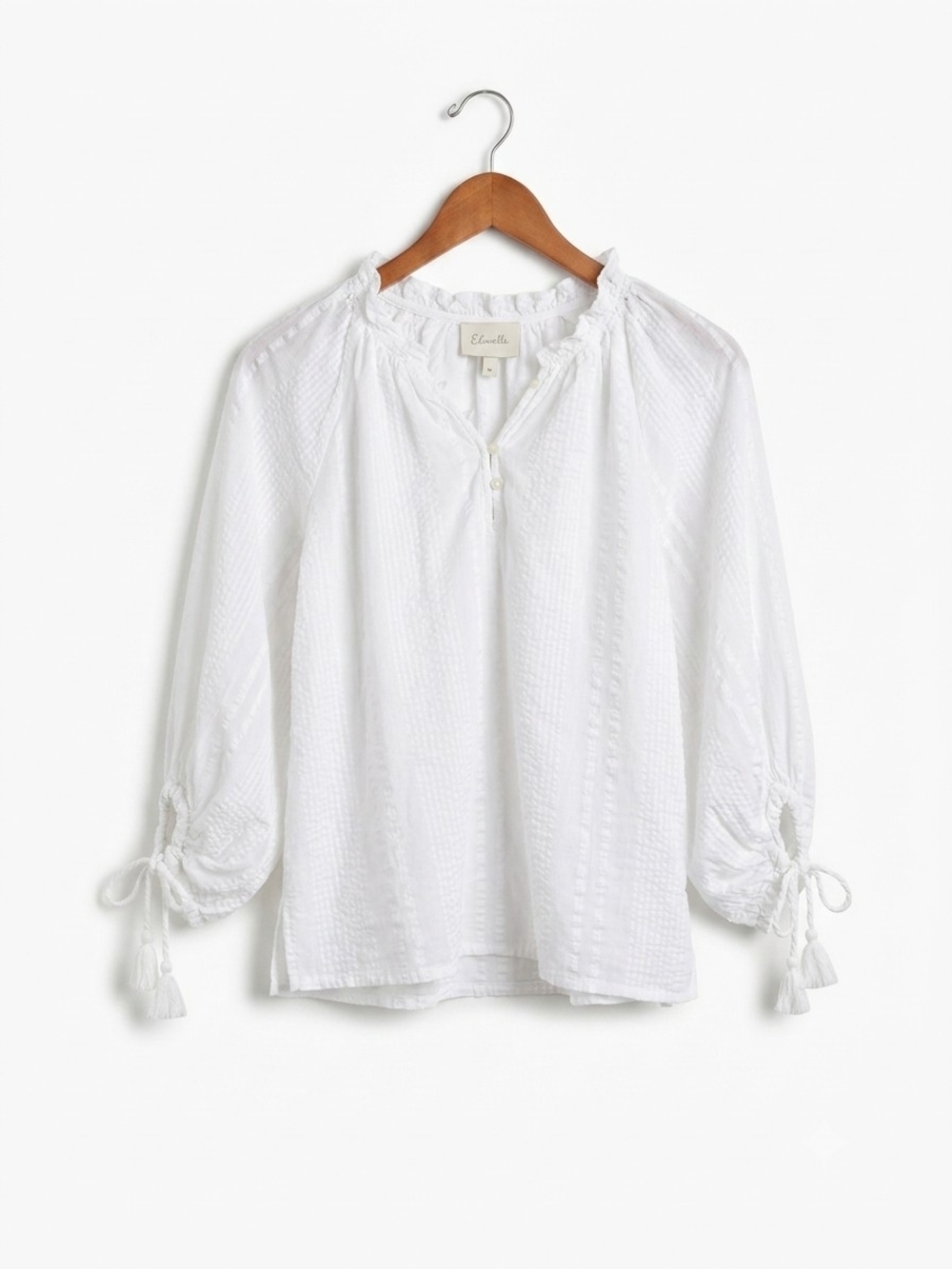 Cleobella White Textured Peasant Tunic Blouse Size S
